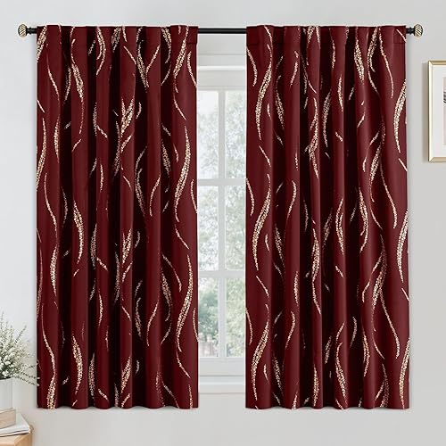 Miniatura 67 de Yakamok - 2 paneles de cortinas opacas con aislamiento térmico y puntos dorados, para sala de estar y dormitorio, juego de 2 paneles con ojales