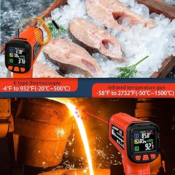 Infrared Thermometer Gun,58F to 2732F, Dual-Mode 50:1