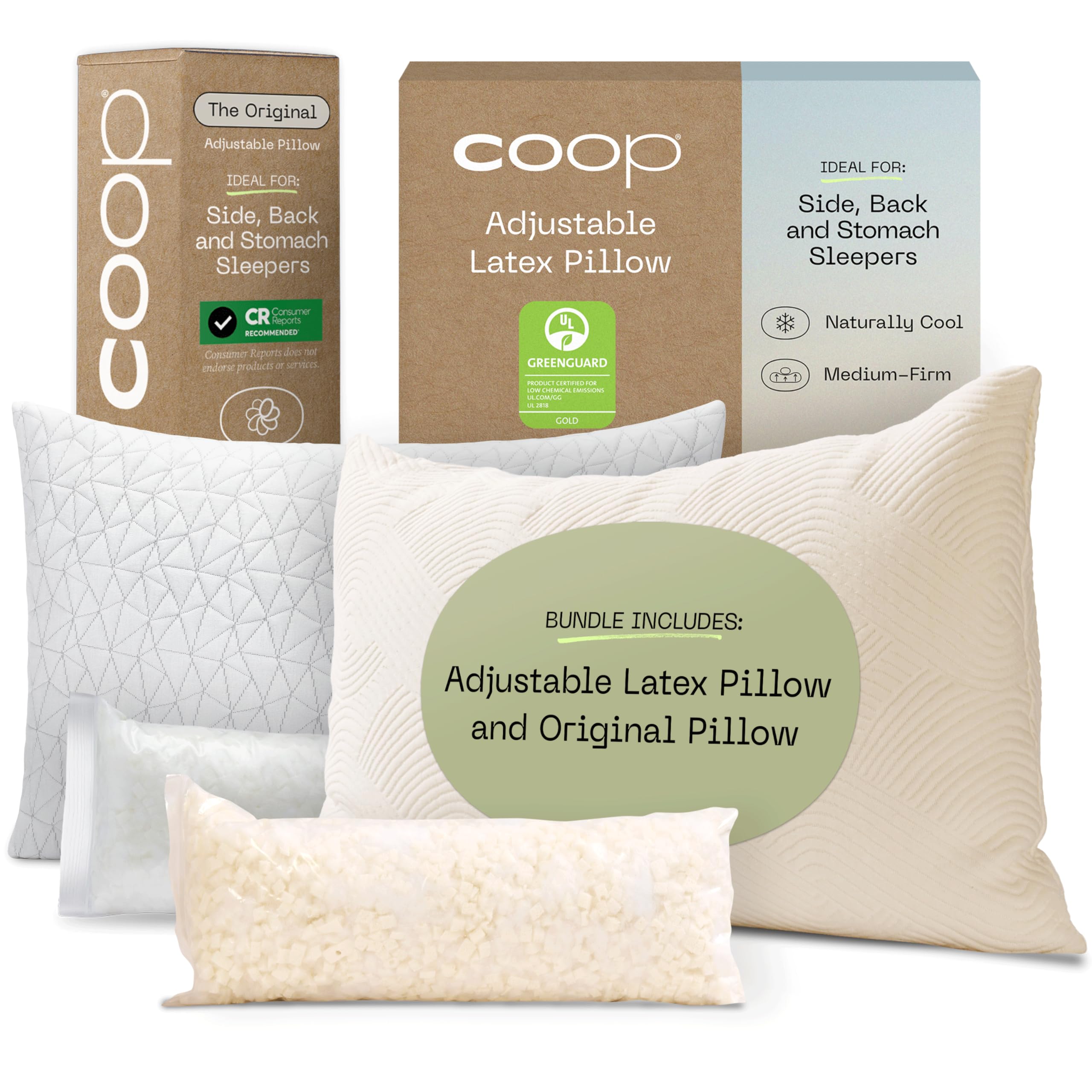 Coop Sleep Goods Adjustable Latex Pillow Original Adjustable Pillow King Bundle