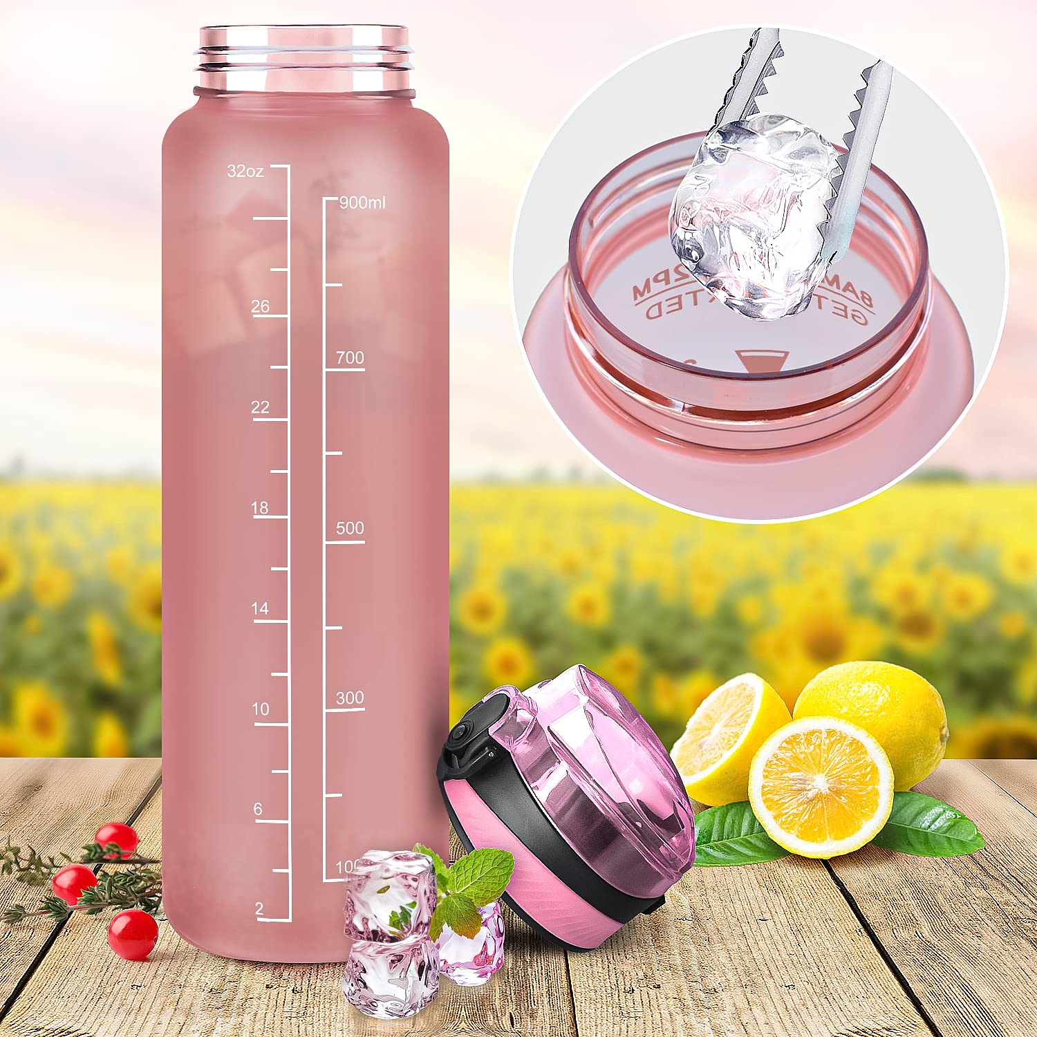 Gold Armour Wasserflasche 1,8 L – Motivierend Mit Zeitmarkierung, BPA-frei, Auslaufsicher