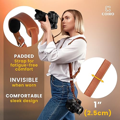 Miniatura 50 de Arnés de cámara para 2 cámaras – Correa de cuero de doble hombro para cámara – Arnés de cámara doble para DSLR/SLR