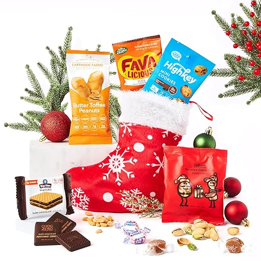 Keto Pre Filled Stockings for Christmas: Keto-Friendly Stocking Stuffer with Variety Mix of Candy, Less Sugar Treats & Snacks - Low Carb Holiday Food Keto Gift for Kids, Adult, Men, Women and Families