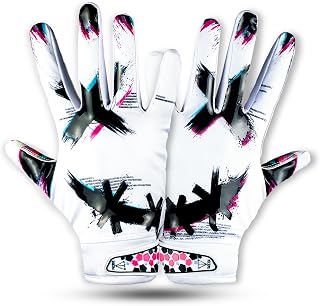 Jester Cross Eyes Football Gloves - Elite Trendy Wide Receiver Gloves – Extra Sticky Grip for Game Day, Training, High School and College - Adult and Youth Sizes