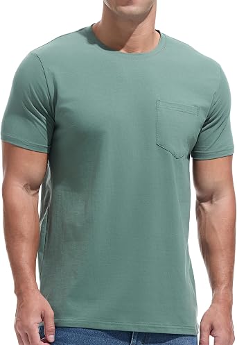 Pocket Tee Men - Premium Cotton T-Shirt with Chest Pocket |Classic Mens Pocket T Shirt for Casual