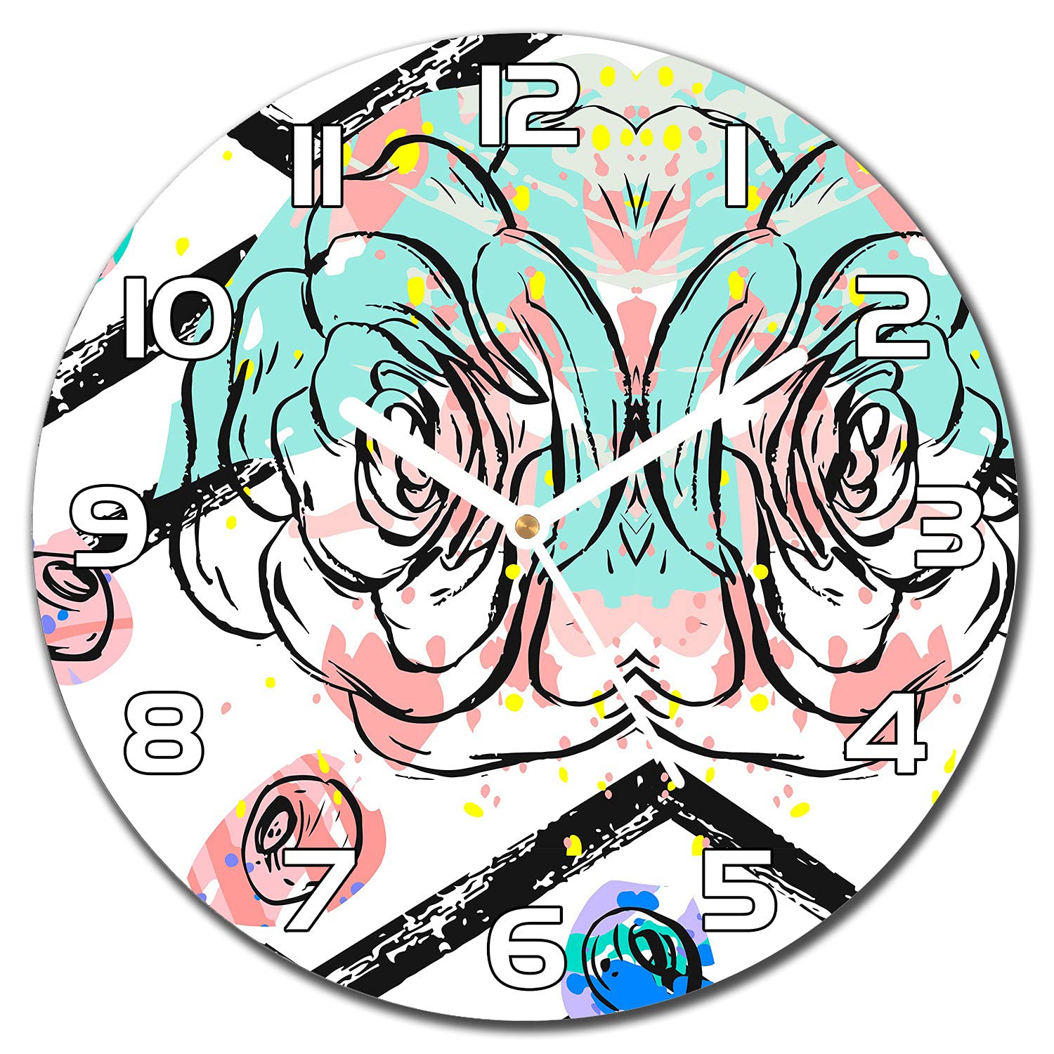 Horloge en verre cuisine lisible aiguilles blanches salon moderne 30 cm