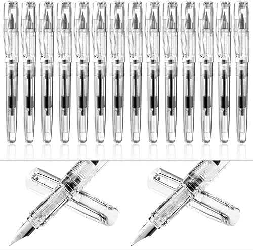 16 Pieces Fountain Pen Refillable Disposable Fountain Pens for Writing