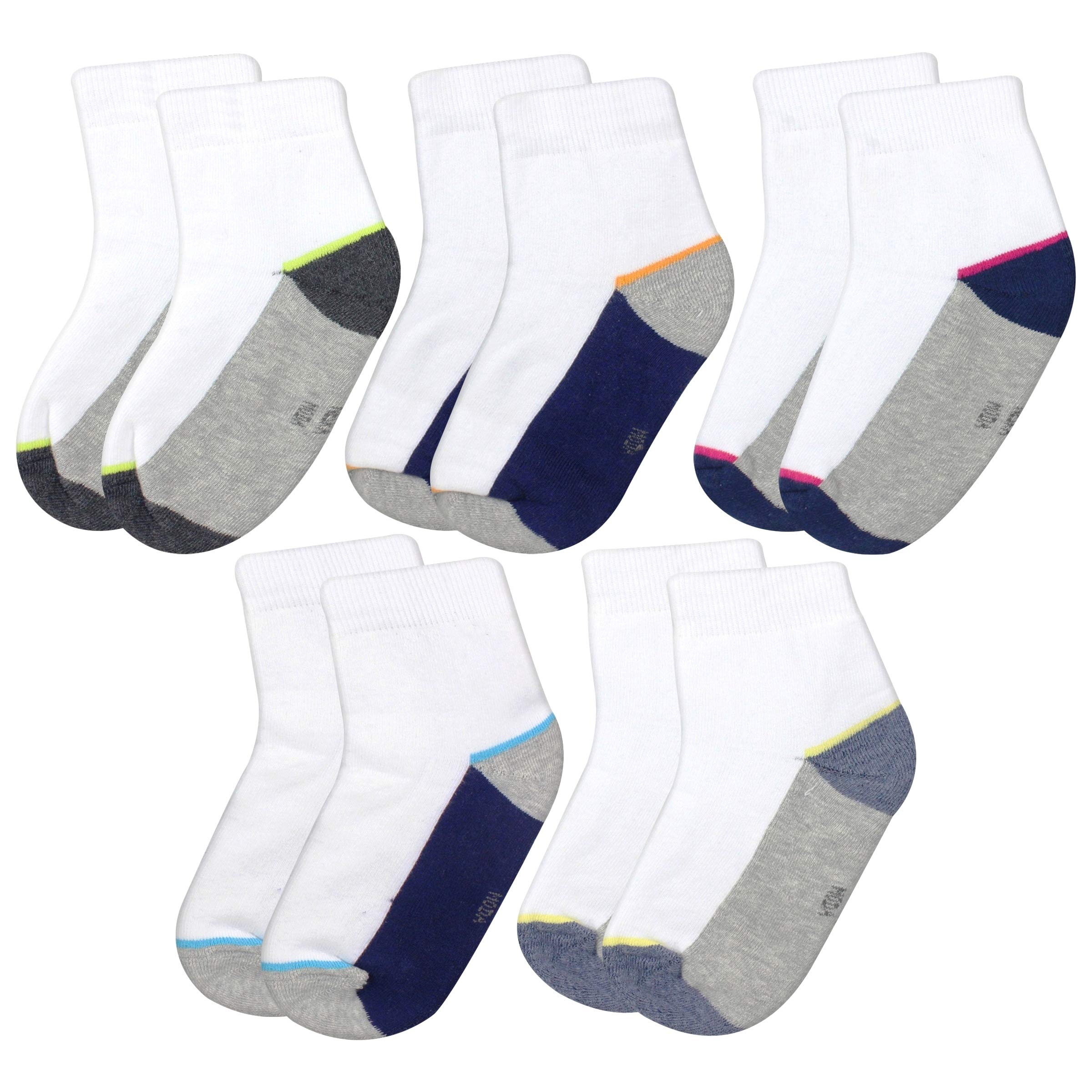Neska Moda Girls Boy's & Girl's 5 Pair Striped Cotton Ankle Length Socks For 8 To 11 Years-Sk699, Grey,White,Blue