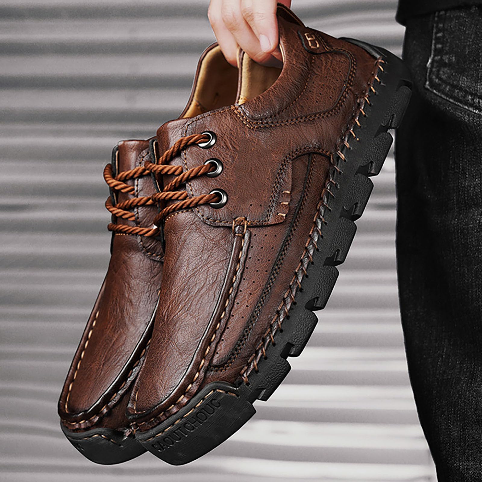 Zapatos casuales para hombre, zapatos de cuero con cordones