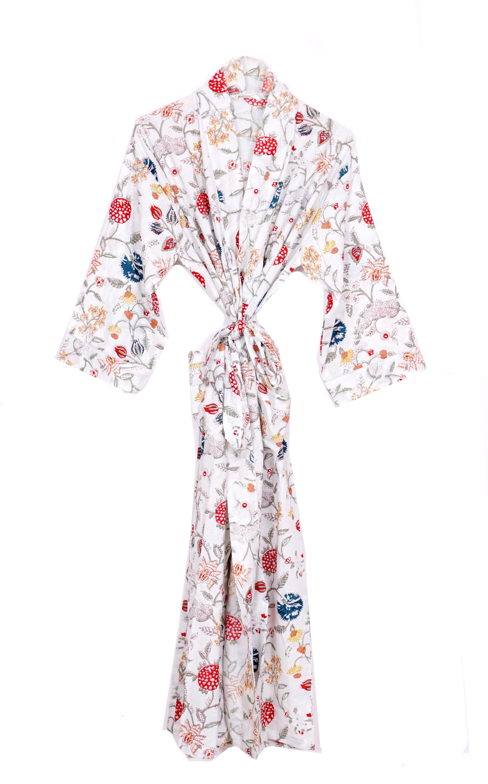 Pure 100% Cotton Robe For Womens Bathrobe Dressing Gown Long sleepwear Free Size Kimono