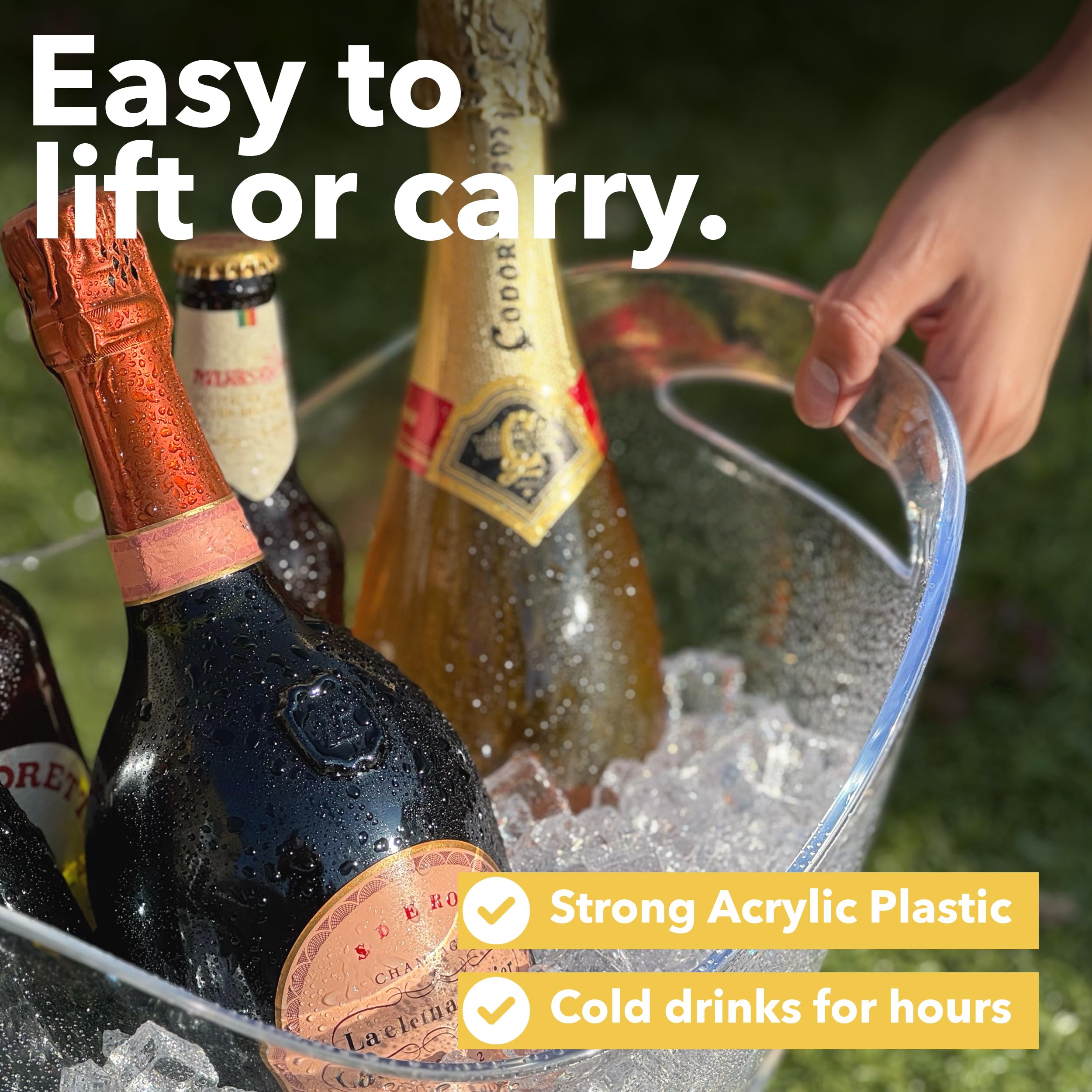 Cubo de hielo de plástico acrílico grueso de 8 l, perfecto para champán, vinos y cervezas