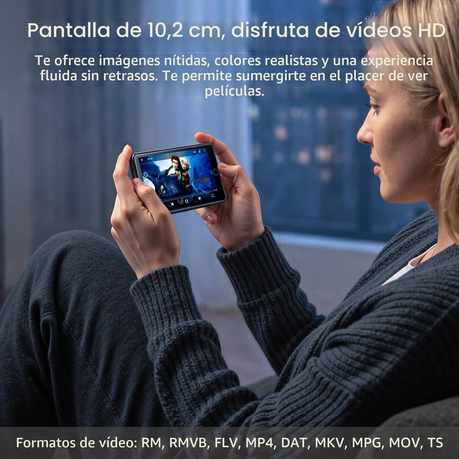 Reproductor MP3 Diofox 80GB con Spotify, Bluetooth y WiFi, Pantalla táctil Completa de 4.0 Pulgadas, Reproductor de música en Streaming Android, Amazon Music, Deezer, Radio FM, Play Store - Negro