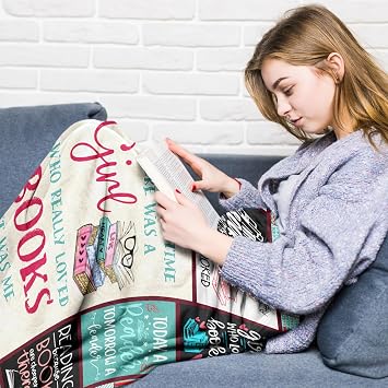 Book Lovers Gifts for Women, Bookish Gifts for Book Lovers Women, Book Lovers Gift Ideas Throw Blanket 60x50, Reading Gifts for Readers/Librarian/Book Nerd/Bookworm, Book Club Gifts for Woman