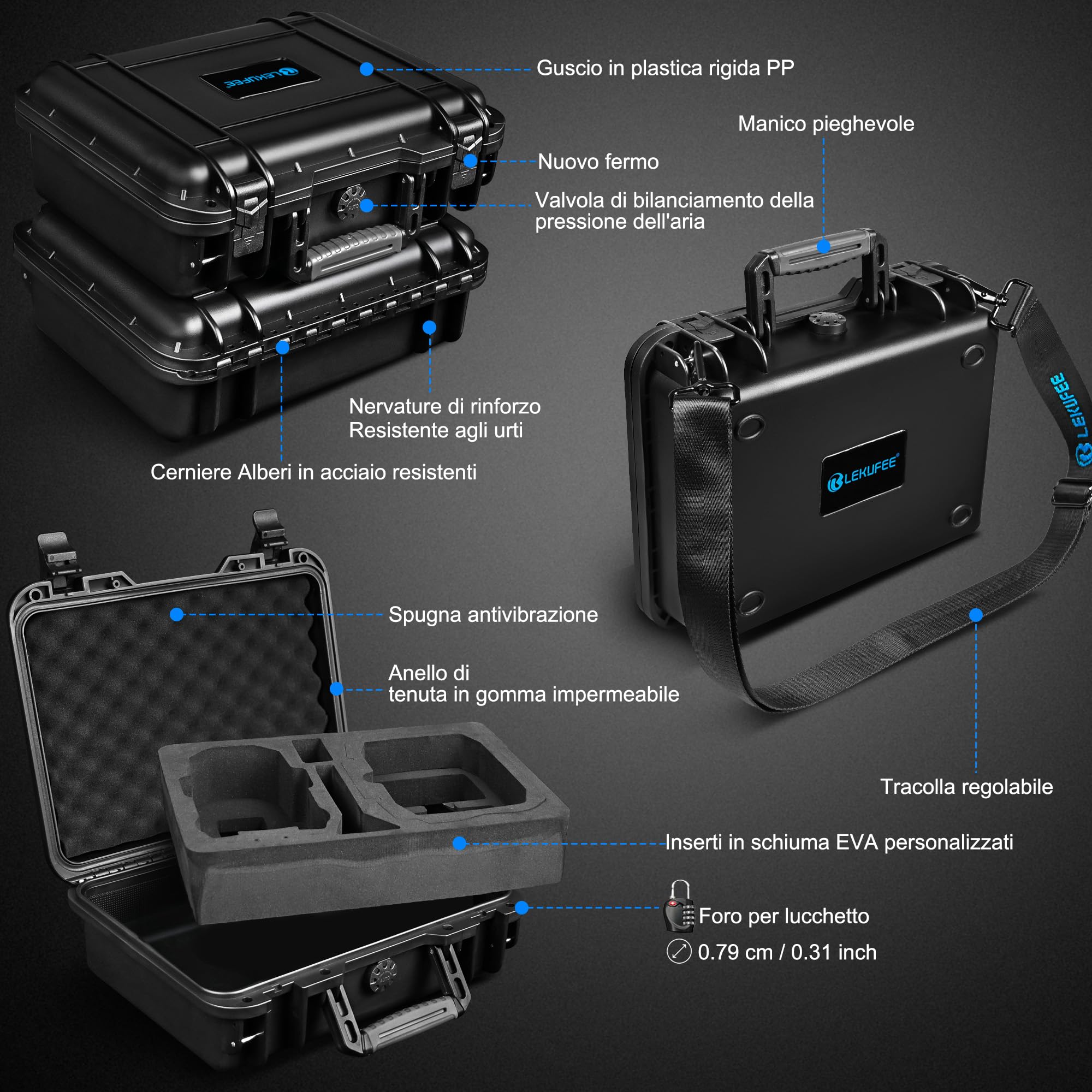 LEKUFEE Custodia Rigida Impermeabile per Trasporto per Drone DJI Lito X1,Lito 1,Mini 5 Pro/4 pro/Mini 3,DJI RC 2 / RC N3, e Accessori (Solo Custodia)