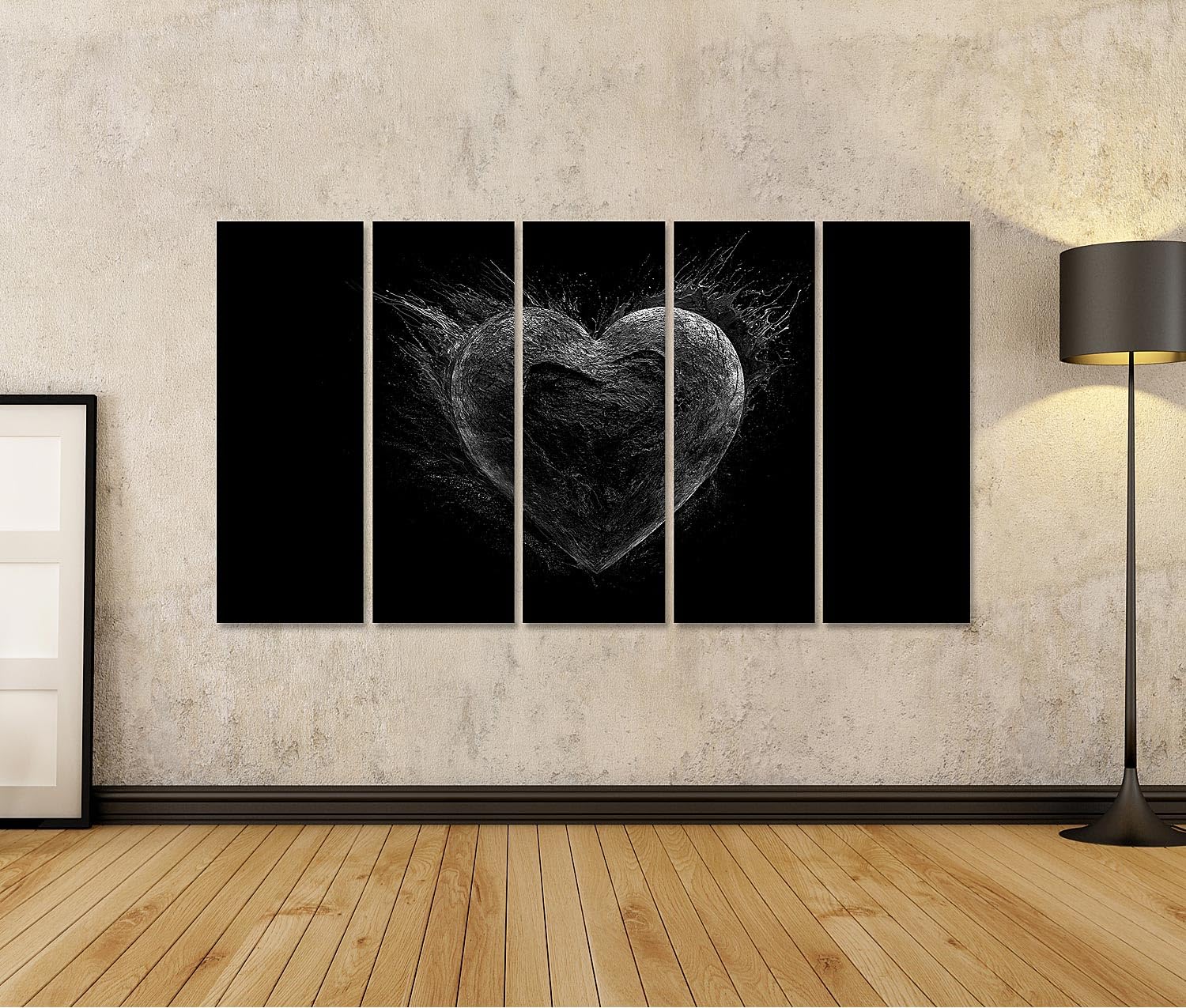 islandburner Bild auf Leinwand Dramatisches Herz Kunstdruck Wohnzimmer Deko für Kunstliebhaber - 5-teilig XXL
