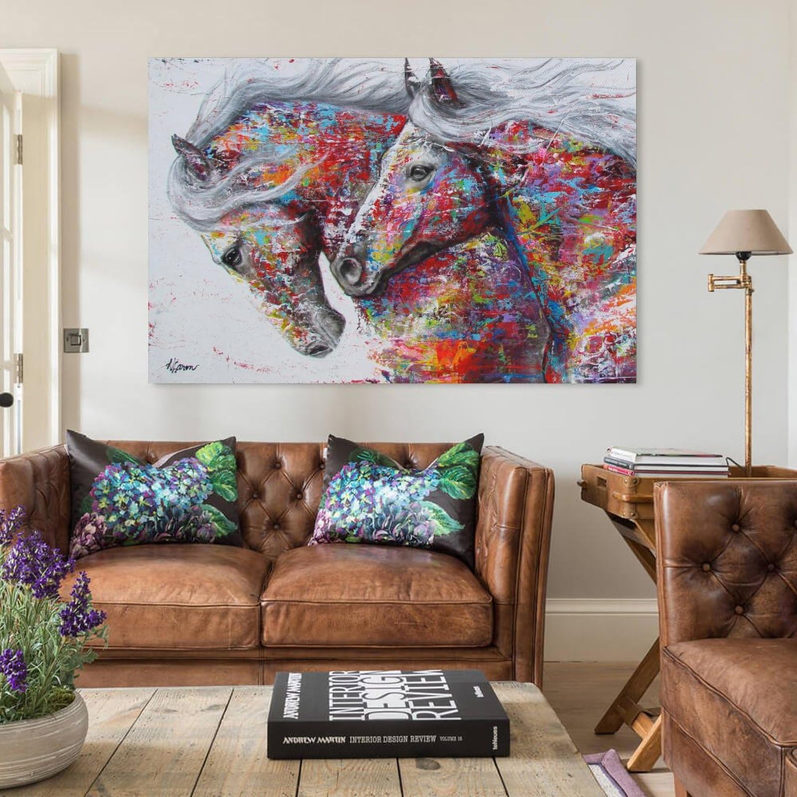 Amazon.co.jp: 「2頭の馬」 壁掛け 抽象動物の壁の風景写真を絵画