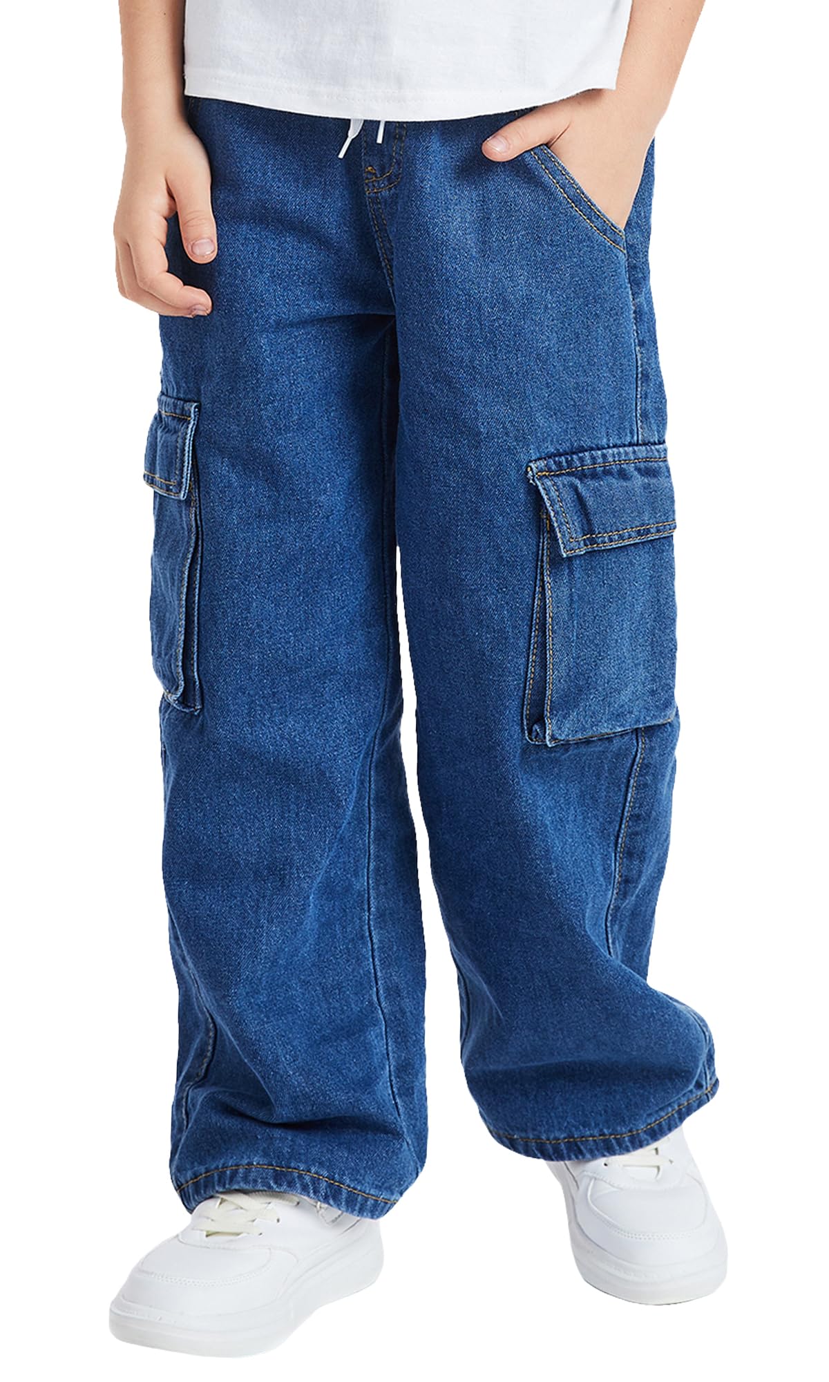 SEAUR Jeans Baggy Niños Pantalones Cargo de Denim con Cintura Elástica Hip Hop Y2K Streetwear