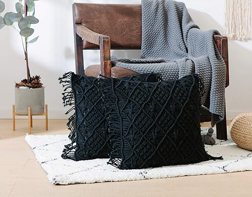 Miniatura 4 de Juego de 2 fundas de cojín decorativas, fundas de almohada tejidas de estilo bohemio para fiestas en casa, oficina y decoración al aire libre, funda