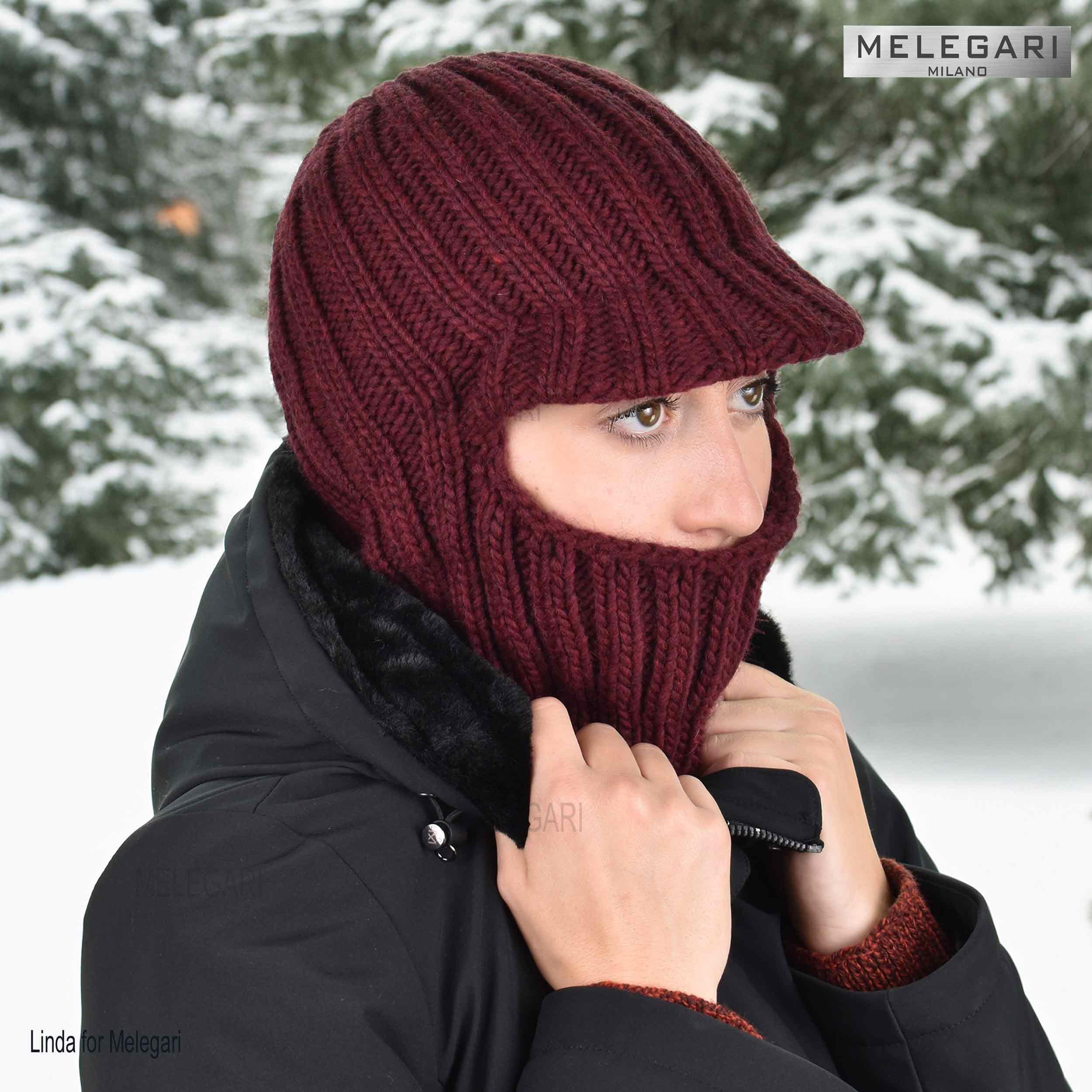 Melegari Gorro de punto Balaclava, Presolana | Pasamontañas Pesado | Gorro de Montaña Pesca y Caza | Fabricación Italiana | Unisex