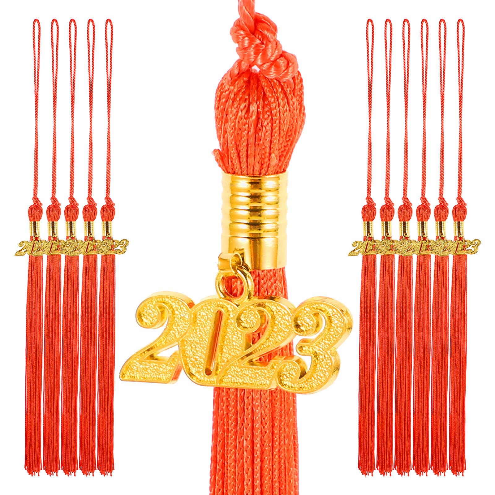 Borlas para Birrete de Graduación 2023 Naranja de Poliéster Resistente 12 Uds 8