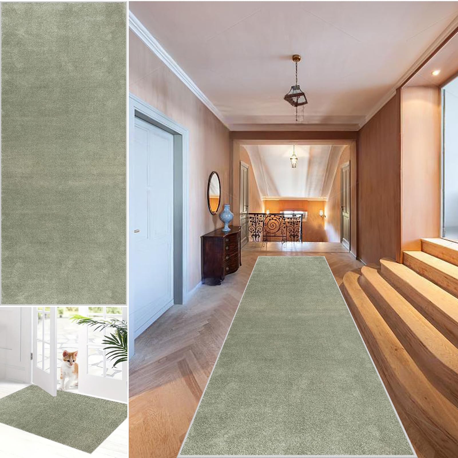 Fjhaeuo Carpet Runner for Hallway Non Slip Long Kitchen Runners Large Rugs Living Room, Short Pile Washable Rug Area Rugs for Bedroom Dining Room bathroom sink carpet 40 x 200 cm