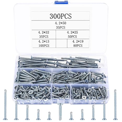 Lot de 300 vis autoperceuses M4.2 en acier inoxydable M4.2 Vis ...