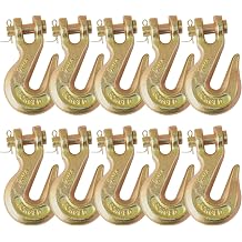 3/8" Clevis Slip Hook - 6,600 LBS WLL Heavy Duty Grade 70 Tow Chain Hook - Forged G70 Steel Trailer Towing Hook with Wide Throat - Tie Down Slip Hook for Truck, Tractor, Trailer10Pack