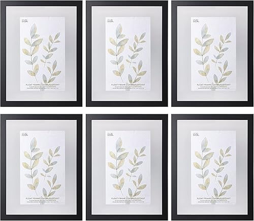 Studio Décor - Marco de fotos flotante negro de 18 x 24 pulgadas, accesorios para colgar prefijados, horizontal o vertical, MDF, paquete de 6