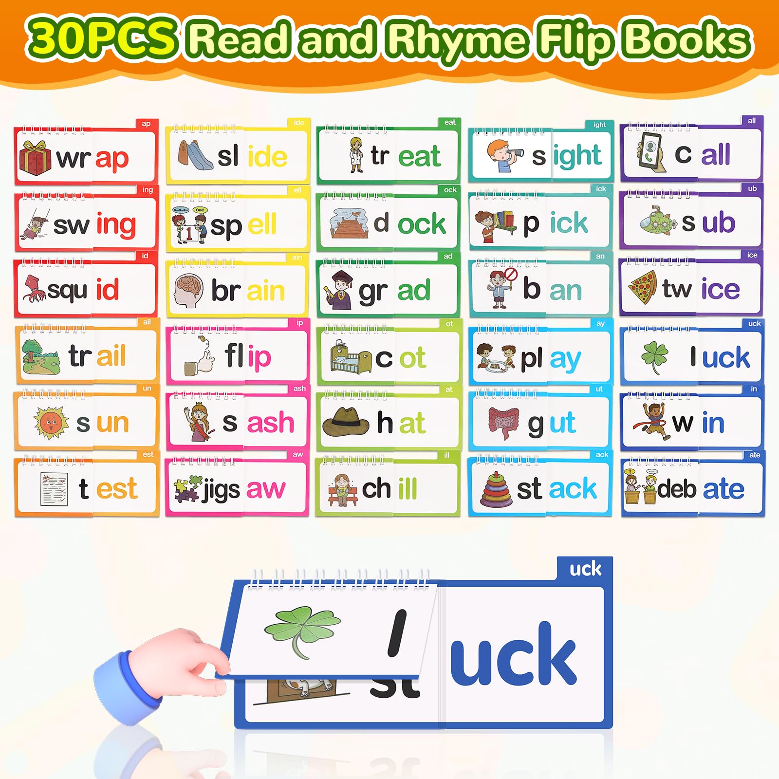 Amazon.com: Phonics Flash Cards, 30 PCS Fun Flip Books for Kids