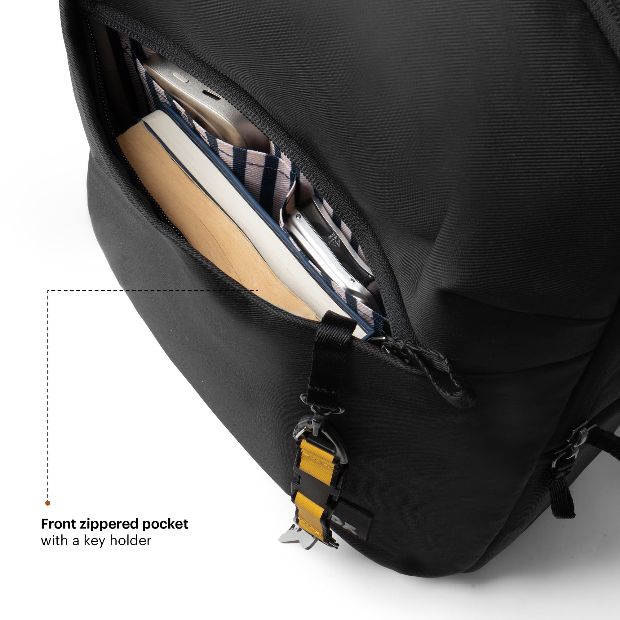 DailyObjects Backpack Ultra Light Office/Travel Laptop Backpack for Men & Women with 15inch Compartment, Water-Repellent, MultiPocket, Bottle Holders with Trolley Strap Black — Amazon image 6
