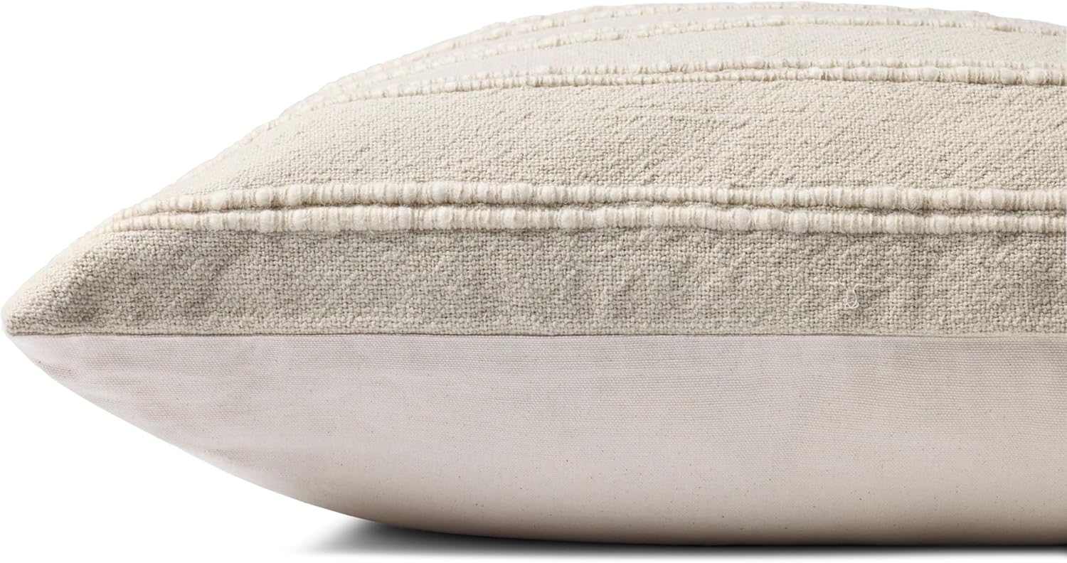 Loloi Magnolia Home by Joanna Gaines Landry Collection PMH0072 Ivory/Natural 22'' x 22'' Cover Only Pillow