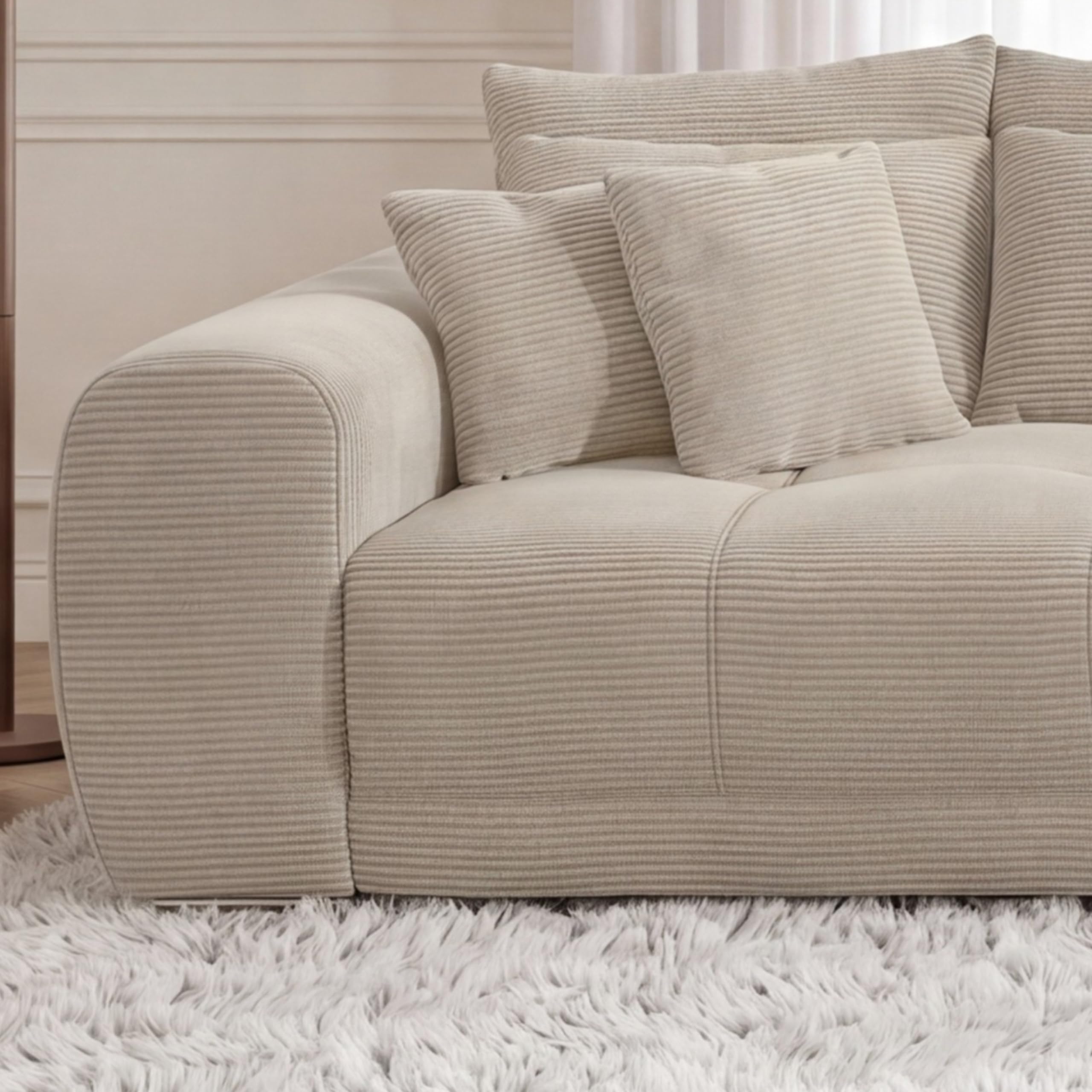 luma-Home 15173/ Big-Sofa XXL Lounge Couch, Cord-Bezug Beige Grau