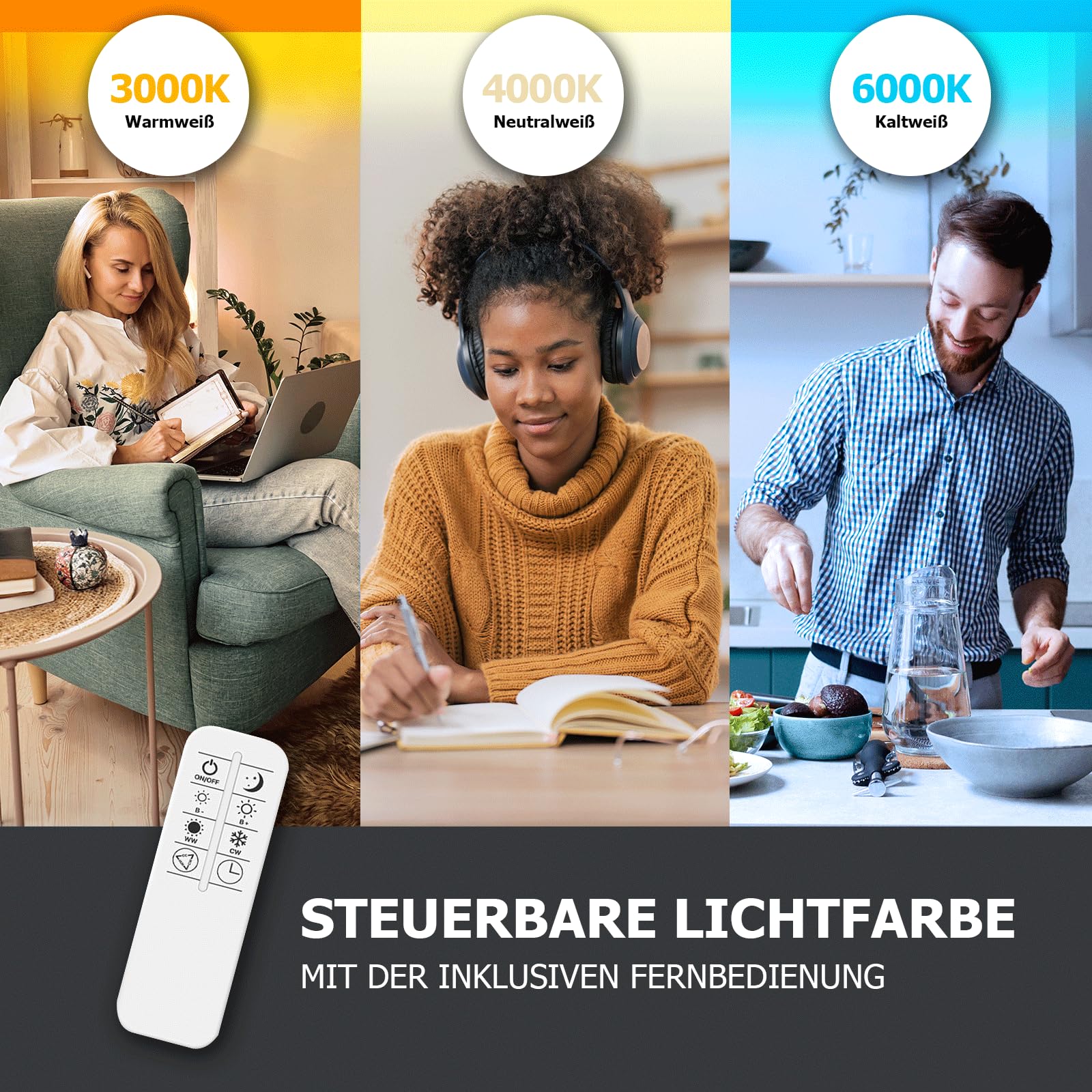 LED Panel 60x60 3000K-4000K-6000K 3CCT 40W | dimmbar Fernbedienung 2.4G Aufbaurahmen Alu weiß Deckenleuchte Netzteil PLs3.0