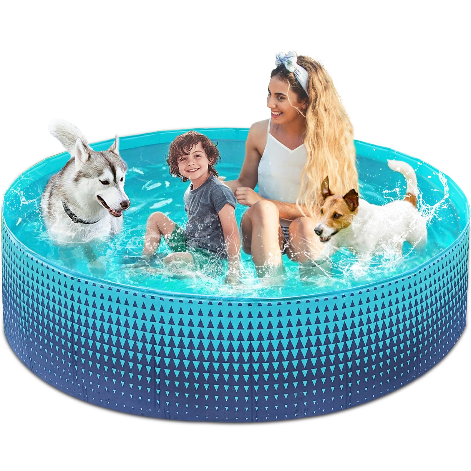 Jasonwell Foldable Dog Kiddie Pool - Hard Plastic Kids Paddling Pool Toddler Baby Swimming Pools for Backyard Collapsible Whelping Box Pet Doggie Cats