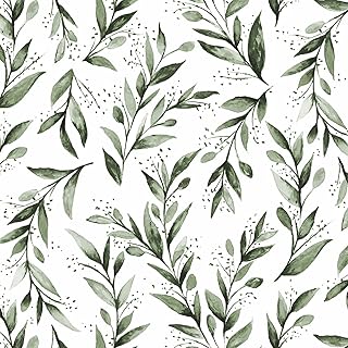 Livebor Green Leaf Wallpaper Peel and Stick Leaf Contact Paper 17.7inch x 118.1inch Green Peel and Stick Wallpaper Modern Farmhouse Wallpaper Neutral Sage Wallpaper Self Adhesive Decorative Paper