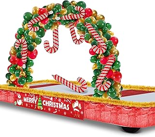 Realspring 12 Pcs Christmas Parade Float Decorating Kit, Xmas Balloon Garland Arch Kit Merry