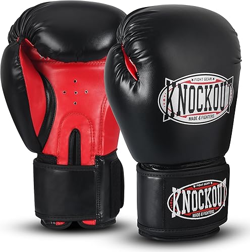 Guantes de Boxeo de Gel Knockout para Hombres y Mujeres - Entrenamiento Profesional de Sparring, Cuero Maya Hide Muay Thai MMA Kickboxing, Guantes
