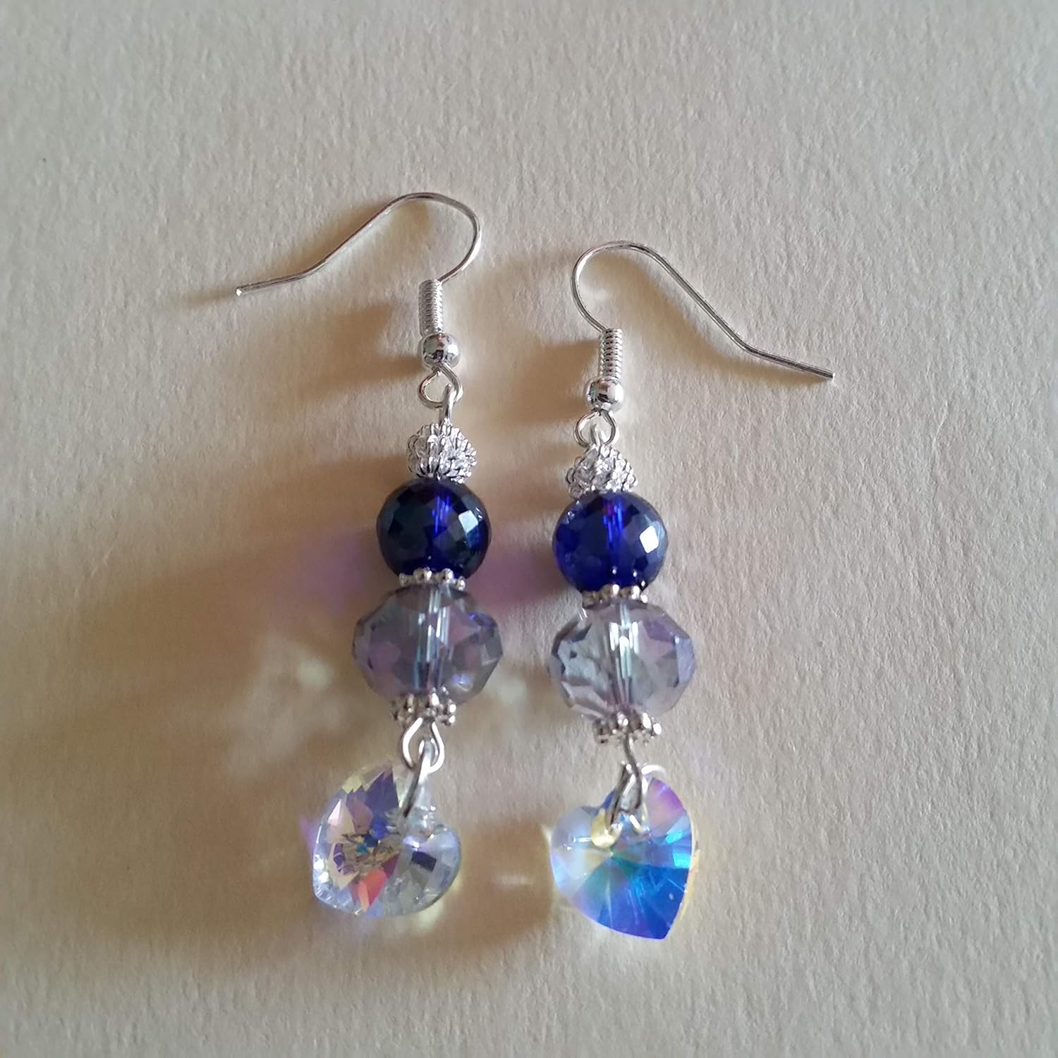 Purple Crystal Heart Earrings - Mother's Day Valentine's Day Christmas Easter Birthday Heart Gift - Handmade Dangles - Image 3