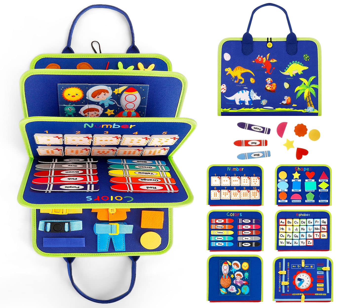 Kiddopark Busy Board, Toddler Travel Toys, Montessori Toys for Toddlers, Sensory Board for 1 2 3 4 Year Old Girls & Boys Gifts, Preschool Educational Learning Toys Quiet Book for Basic Dress Skills