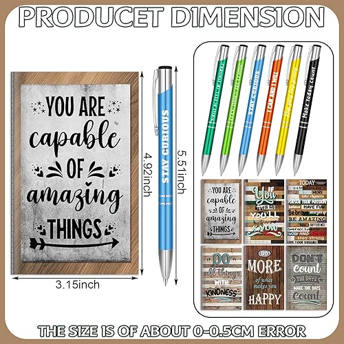 Miniatura 22 de Geyee 24 mini bolígrafos motivacionales, blocs de notas inspiradores, regalos de agradecimiento a granel, diarios pequeños, juego de bolígrafos