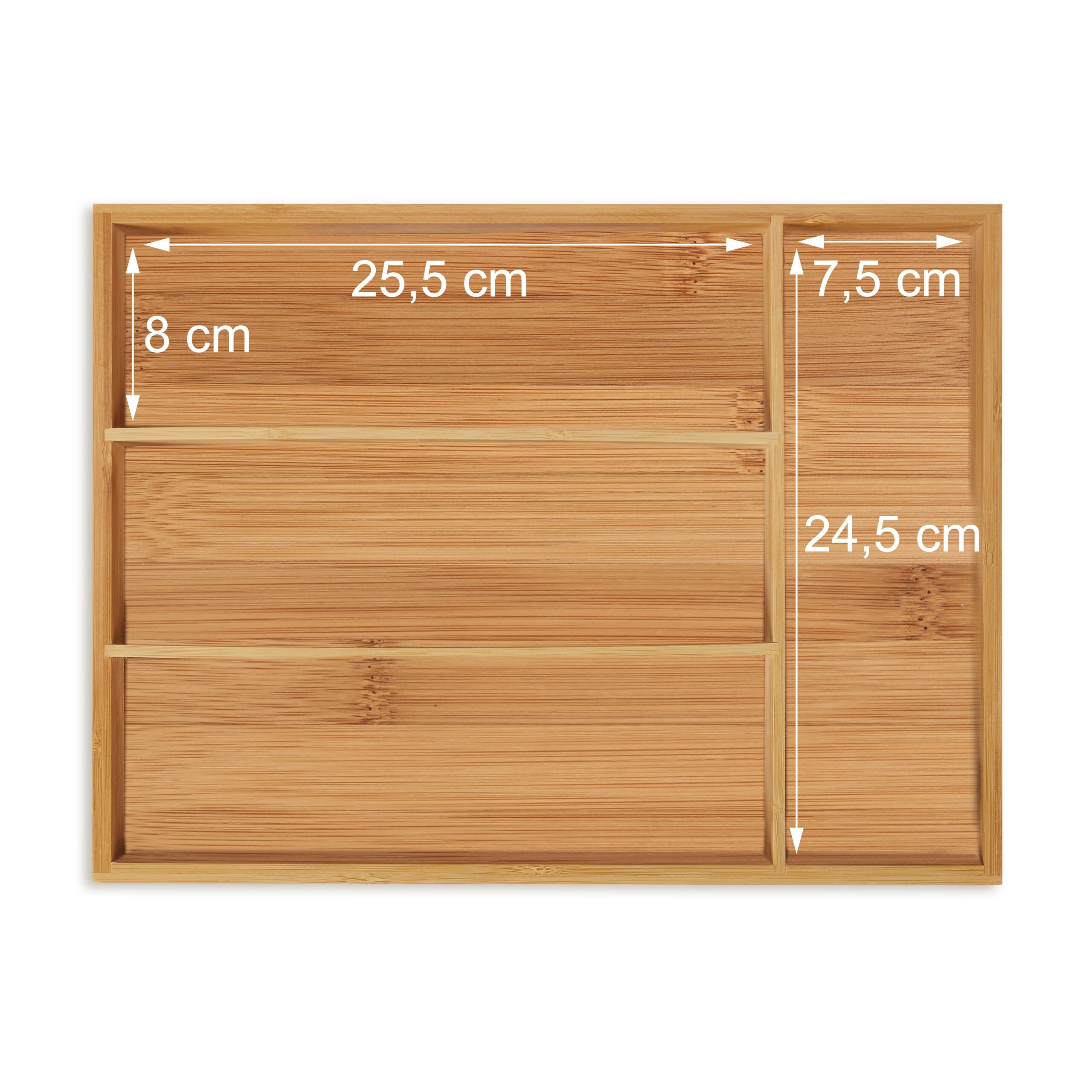 Relaxdays Portaposate da Cassetto in Bambù, 4 Scomparti, Divisore Posate e Utensili Cucina, 5 x 26 x 35,5 cm, naturale