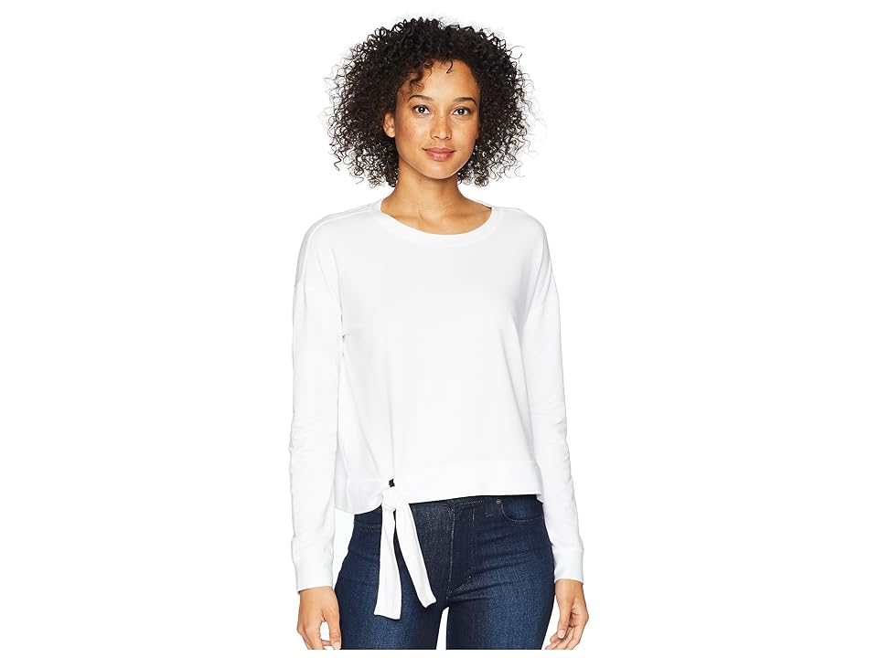 

Mod-o-doc Cotton Modal Spandex French Terry Drop Shoulder Sweatshirt with Tie (White) Women's Sweatshirt