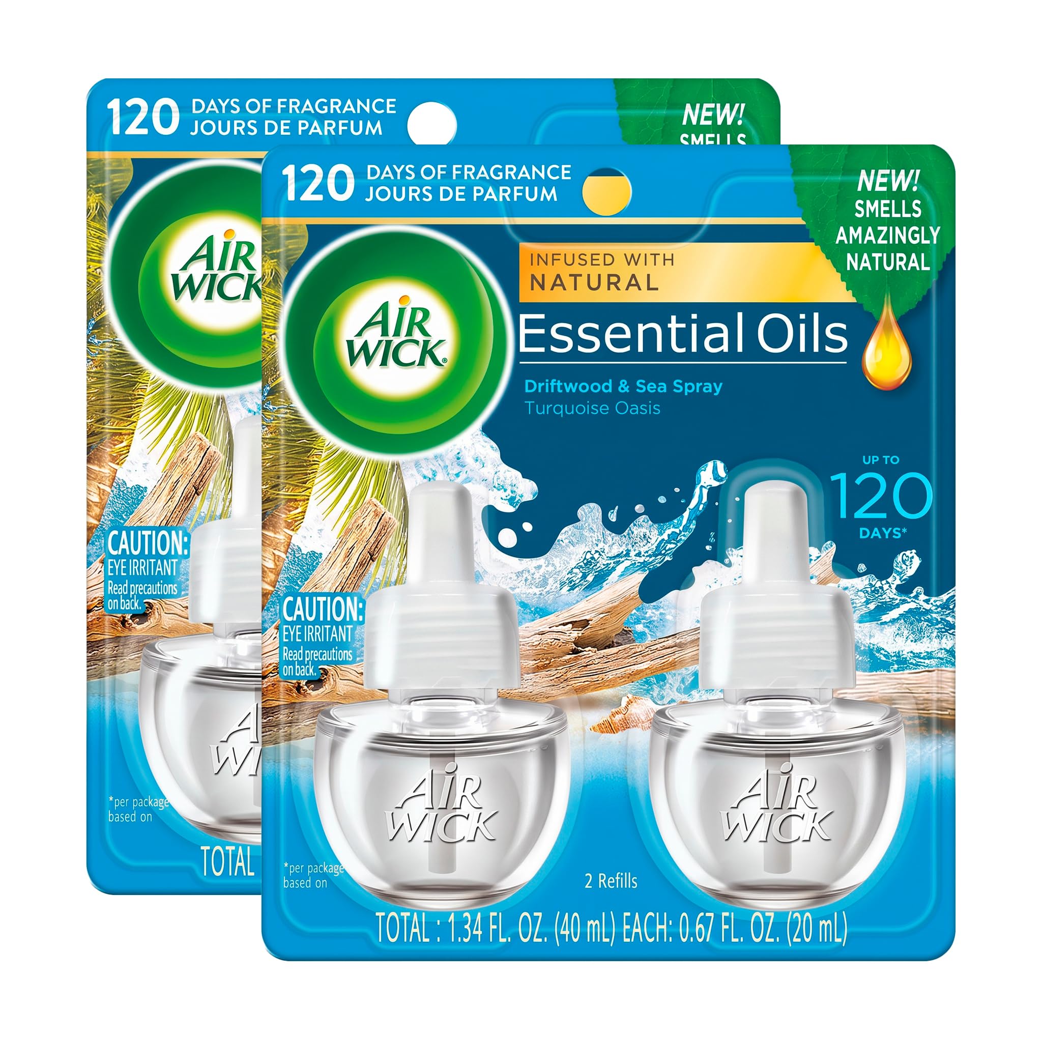 Air Wick Plug in Scented Oil Refill, 2ct, Turquoise Oasis, Essential Oils, Air Freshener (Pack of 2)