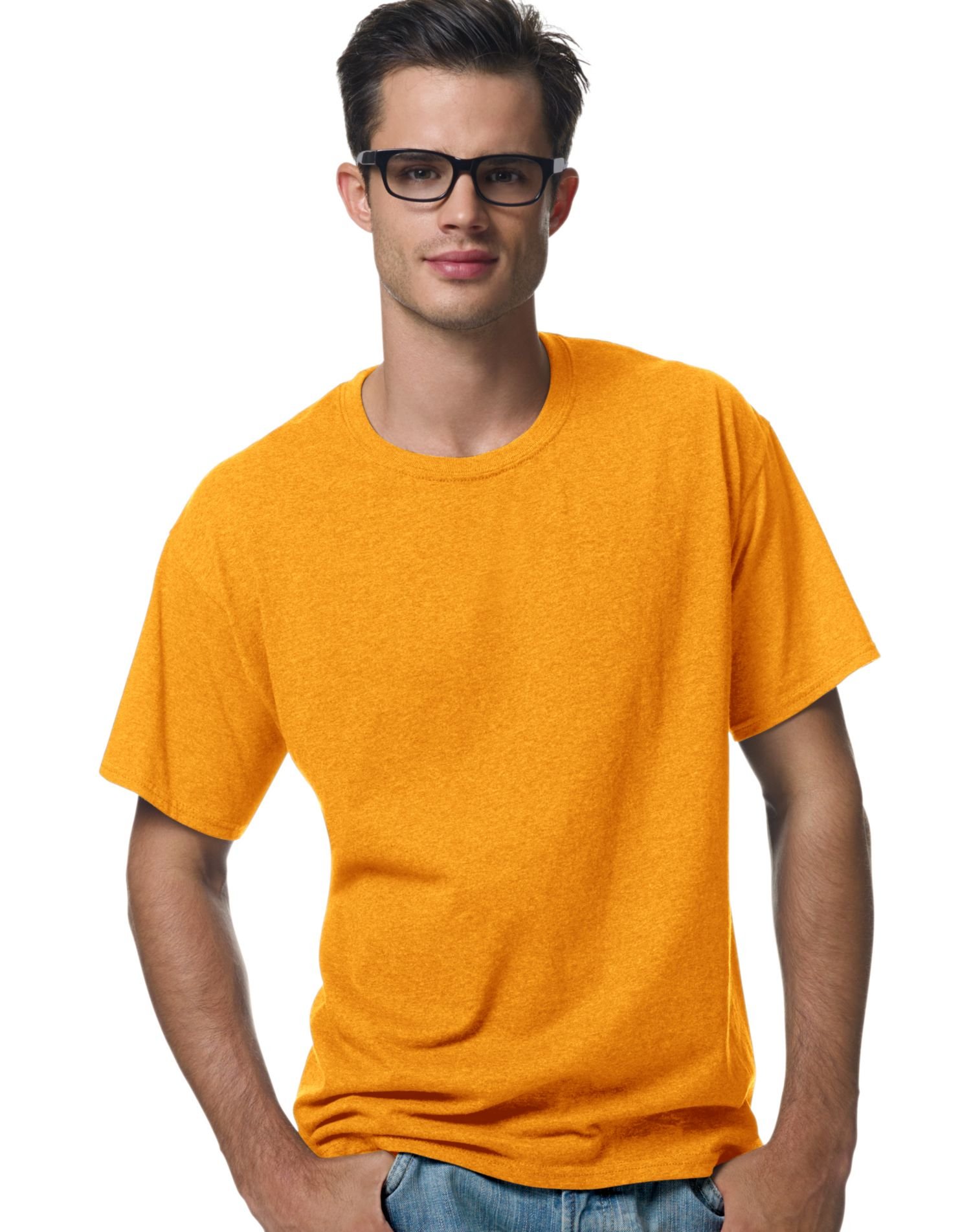 T-shirt coton/poly Hanes 5170抗汗渍耐磨环保纯色短袖