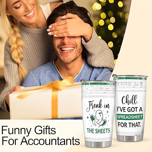 Miniatura 8 de Vaso de contador de 20 onzas con tapa de acero inoxidable aislado de Excel para contador, para hombres y mujeres, CFO de CPA, compañero de trabajo
