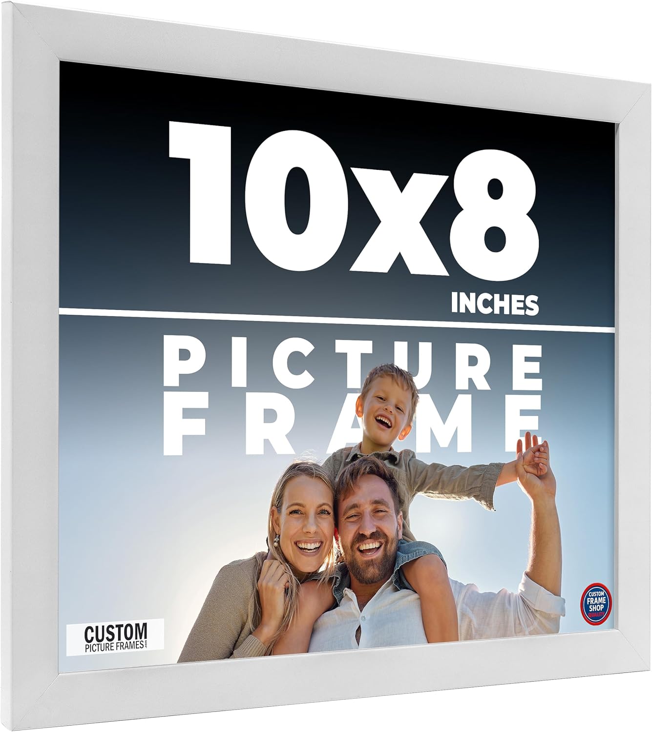 10x8 Frame White Mid Century Picture Frame Complete Wood Picture Frame with UV Acrylic, Foam Board Backing & Wall Hanging Hardware