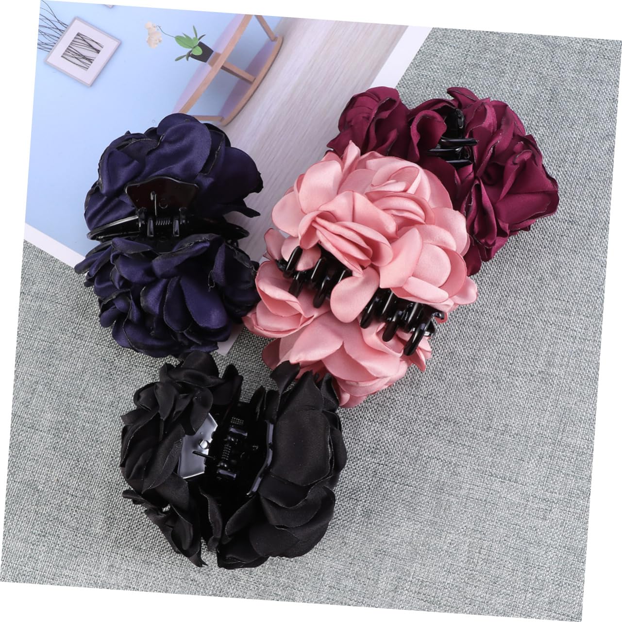 PACKOVE 8stücke Teiliges Große Haarklammern Mit Rosendekor Für Damen Rutschfeste Haarspangen Weinrot Marineblau Für Hochzeiten Partys Und Besondere Anlässe