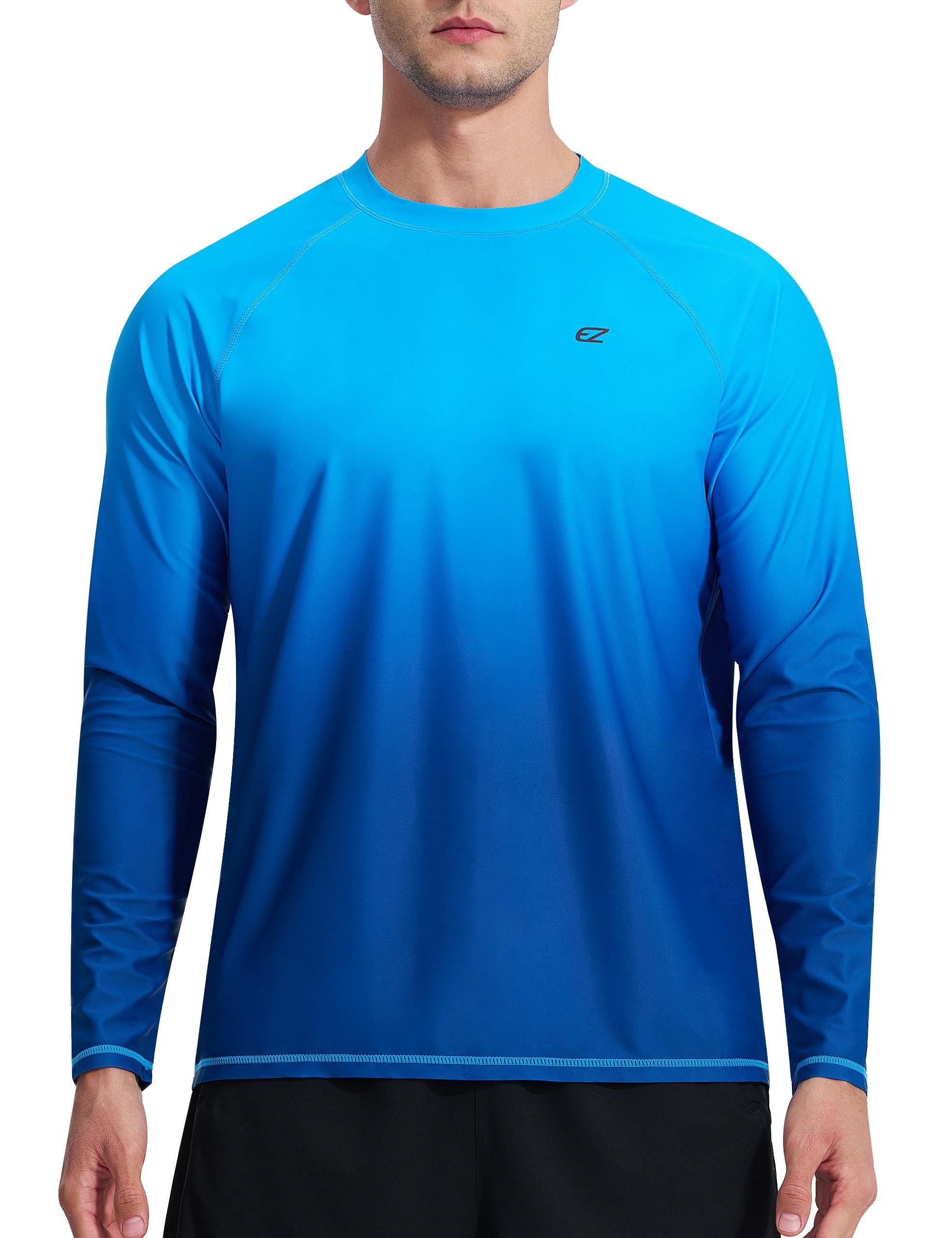 Men's Long Sleeve Rash Guard Quick Dry Swim Shirts UPF 50+ UV Sun Protection Tee Surfing Tops