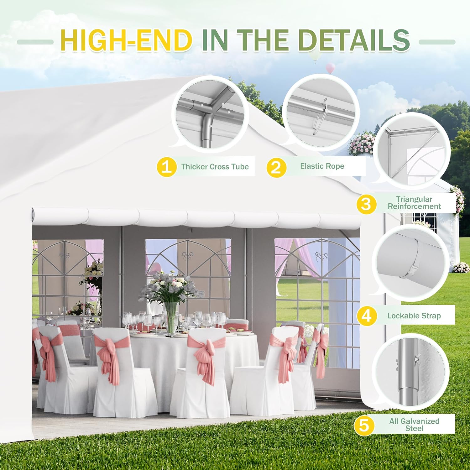 Devoko 20x40 Party Tent Heavy Duty Outdoor Gazebo with Removable Sidewall, Outdoor Event Shelter Canopy, Large Tent for Wedding, Carport, Parties, Waterproof (White)