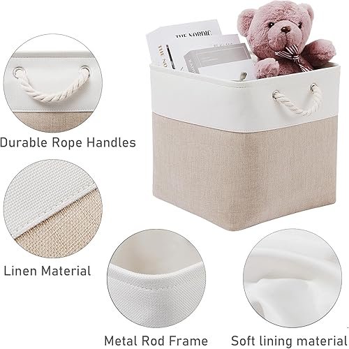 Miniatura 6 de MidmmVick Contenedores de almacenamiento de cubos de 13 x 13 pulgadas, paquete de 6 contenedores plegables extra grandes de tela con cuerdas, cubos