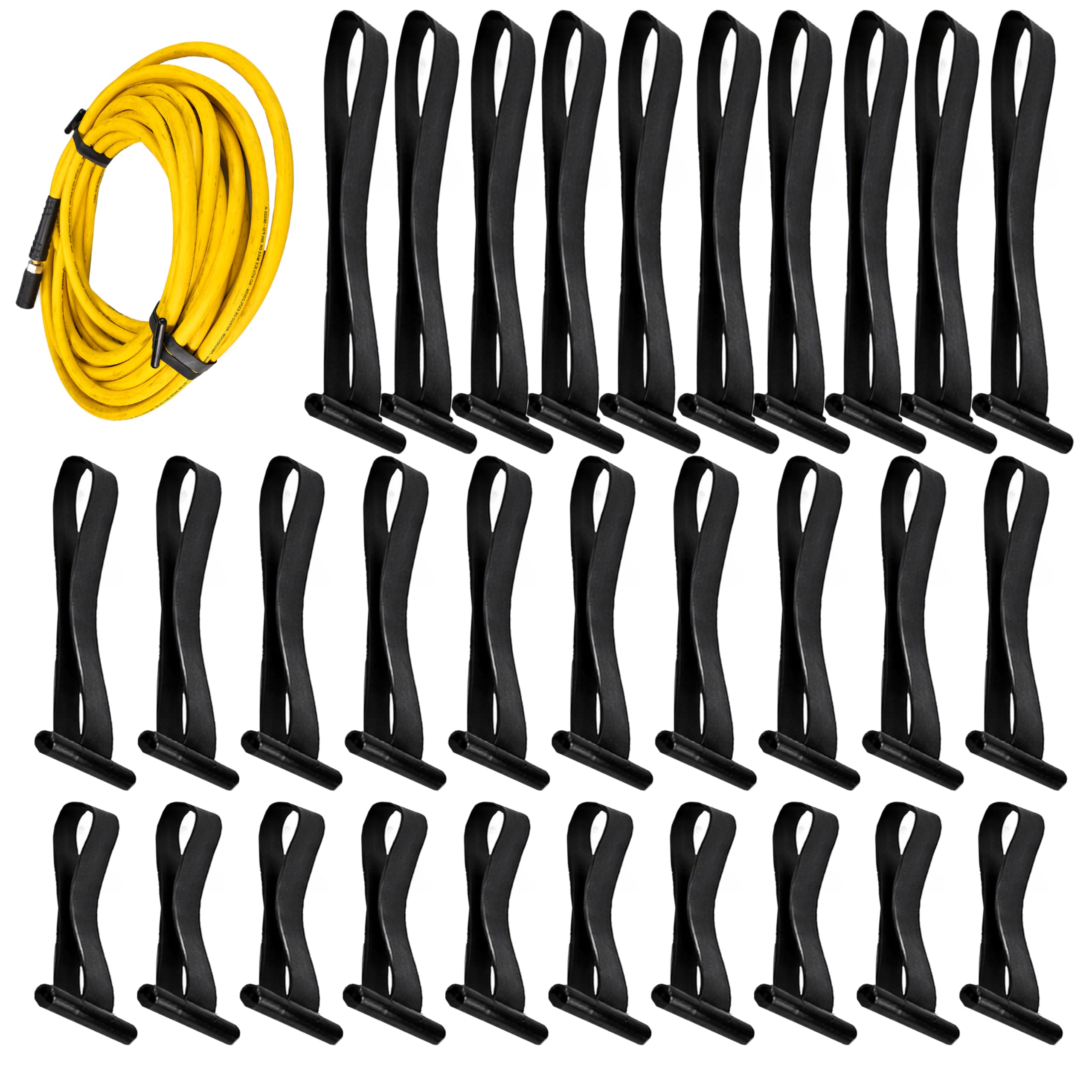Reusable Cable Ties Set 2", 4", and 7", 10 Pieces Each - USA-Made Heavy-Duty Stretchable Fasteners - All-Weather, UV &amp; Ozone Resistance - Fastener to Store Equipment, Declutter Garage by IDL Packaging